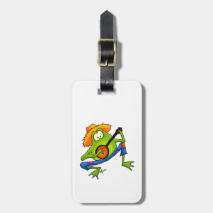 Banjo Bluegrass Frog Bagagelabel