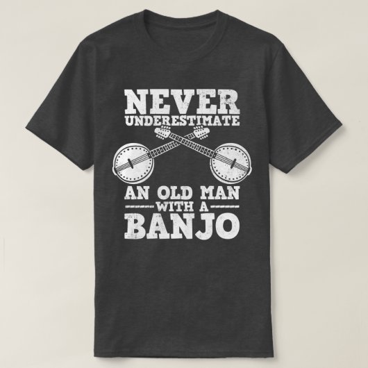 Banjo Bluegrass Oude Man Banjo Speler T-shirt (Design voorkant)