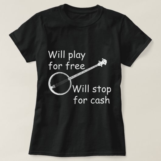 Banjo Bluegrass speelt Funny Play voor Free T-shirt (Design voorkant)