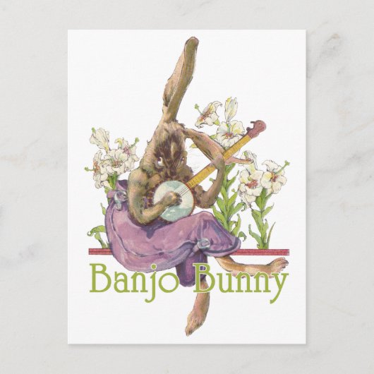 Banjo Bunny Briefkaart (Voorkant)