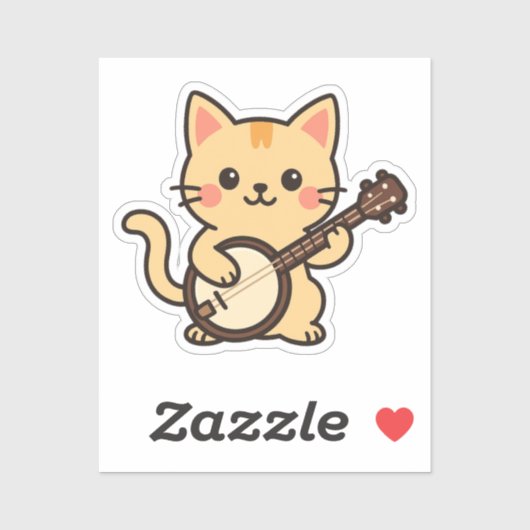 Banjo Cat Country Vibe Sticker (Vel)