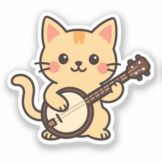 Banjo Cat Country Vibe Sticker (Voorkant)