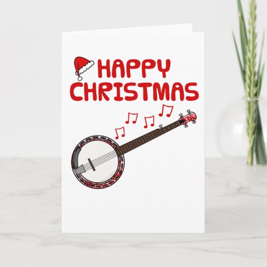 Banjo Christmas Kaart Banjoist Folk Musician (Voorkant)