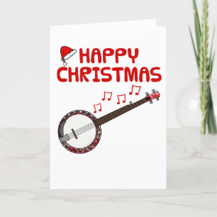 Banjo Christmas Kaart Banjoist Folk Musician