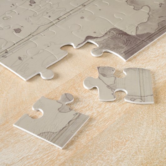 banjo collage puzzle legpuzzel (Zijkant)