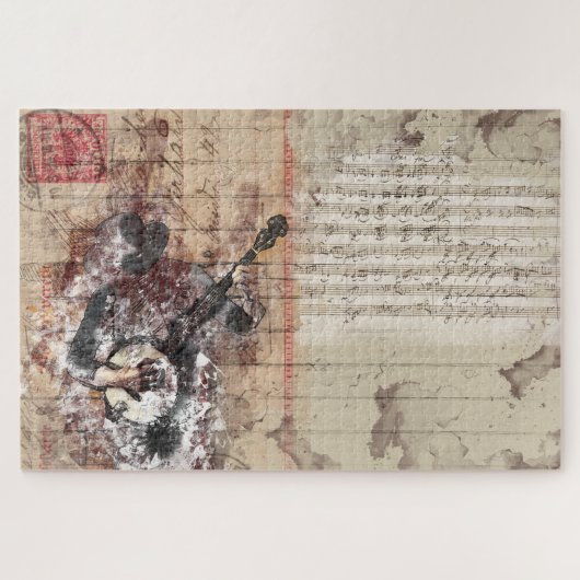 banjo collage puzzle legpuzzel (Horizontaal)