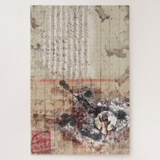 banjo collage puzzle legpuzzel (Verticaal)