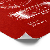 Banjo Construction Patent - Burgundy Red Poster (Hoek)
