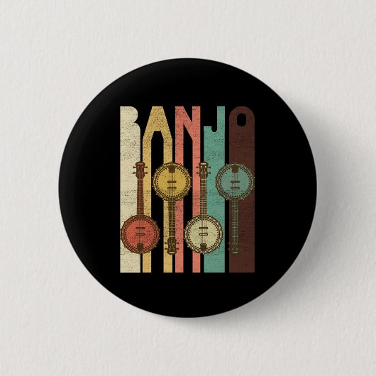Banjo Country Music Instrument Bluegrass Band Gift Ronde Button 5,7 Cm (Voorkant)
