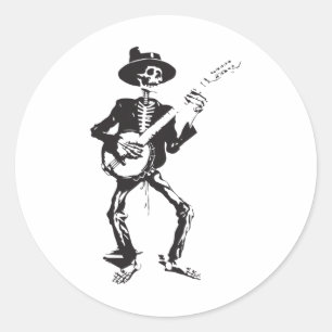 Banjo Dancing Skeleton Bluegr Muziekfestival Ronde Sticker