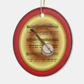 Banjo ~ Datablad Music ~ Red/Green/Gold ~ Kerstmis Keramisch Ornament (Links)