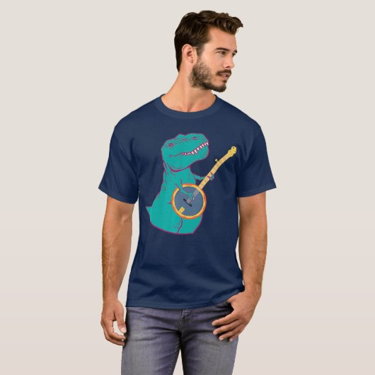 Banjo Dinosaur Bluegrass Music Dino Musician T-shirt (Voorkant volledig)