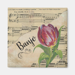 Banjo Elegant Tulip Sheet Music Magneet