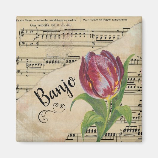 Banjo Elegant Tulip Sheet Music Magneet (Voorkant)