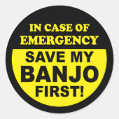 Banjo Emergency Ronde Sticker (Voorkant)