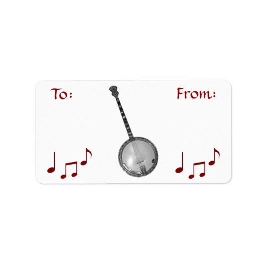 Banjo en Notes Gift Sticker Label (Voorkant)