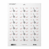 Banjo en Notes Gift Sticker Label (Full Sheet)