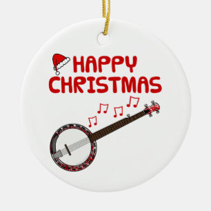 Banjo Folk Muzikant Kerstversiering Keramisch Ornament
