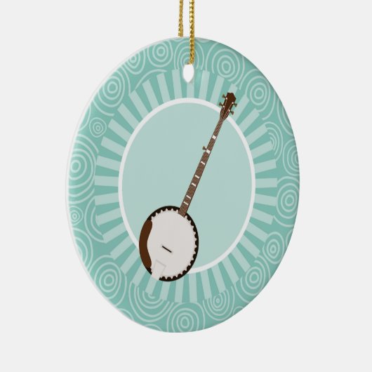 Banjo Fun Turquoise Swirl Music Keramisch Ornament (Rechts)