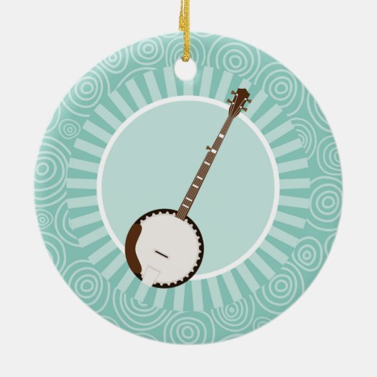 Banjo Fun Turquoise Swirl Music Keramisch Ornament (Achterkant)