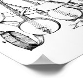 banjo gespeld met banjos illustratie kunst poster (Hoek)