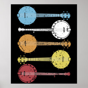  Banjo Gift Country Music Bluegrass Banjo Poster