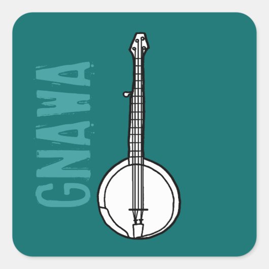 Banjo Gnawa Vierkante Sticker (Voorkant)