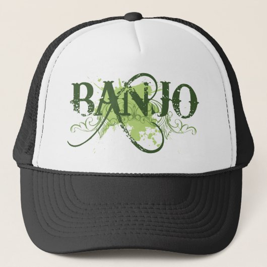 Banjo Green Grunge Music Logo Gift Trucker Pet (Voorkant)