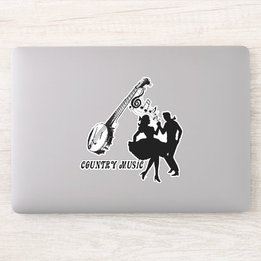 Banjo Guitar Country Music Dancers Silhouette Art Sticker (Computer)