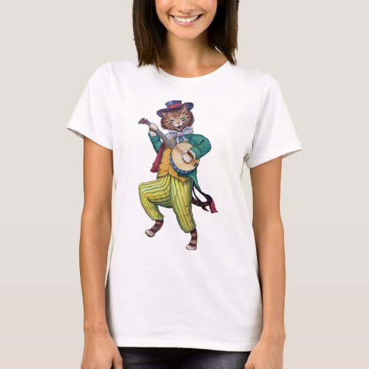 Banjo (Guitar) Player Cat, Louis Wain T-shirt (Voorkant)