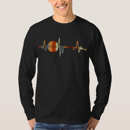 Banjo Heartbeat Bluegrass Gift Country Music Banjo T-shirt (Voorkant)