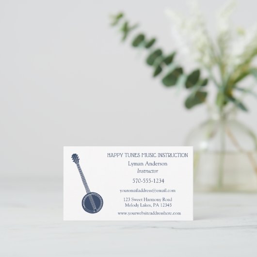 Banjo Instructor Teacher Bluegrass Musician Custom Visitekaartje (Staand voorkant)