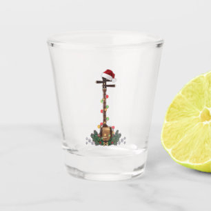 Banjo Instrument Santa Hoed Kerstverlichting Shot Glas