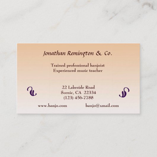 Banjo Lessons Visitekaartje (Achterkant)