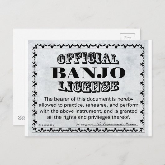 Banjo-licentie Briefkaart (Voorkant / Achterkant)
