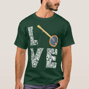 Banjo Liefde Bluegrass Country Muziekinstrument Li T-shirt