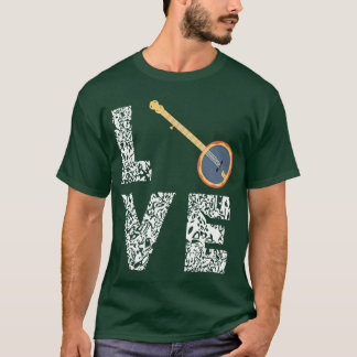 Banjo Liefde Bluegrass Country Muziekinstrument Li T-shirt