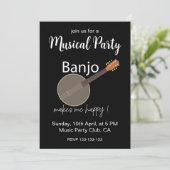 Banjo maakt me blij muzikaal feest kaart (Staand voorkant)