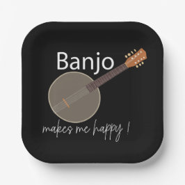 Banjo maakt me blij muzikaal feest papieren bordje