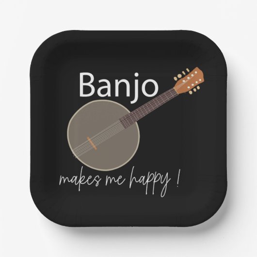 Banjo maakt me blij muzikaal feest papieren bordje (Voorkant)