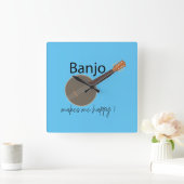 Banjo maakt me gelukkig vierkante klok (Huis)