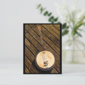 Banjo Music Instrument on Wood Briefkaart (Staand voorkant)