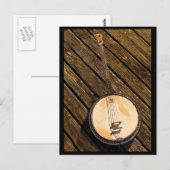 Banjo Music Instrument on Wood Briefkaart (Voorkant / Achterkant)