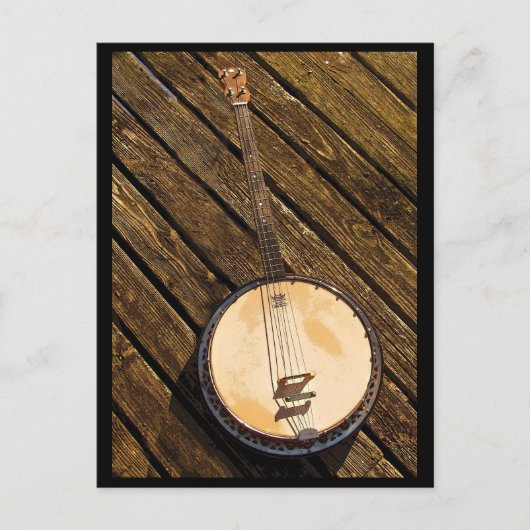 Banjo Music Instrument on Wood Briefkaart (Voorkant)