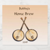 Banjo Music Instruments Oranje bier Label Bier Etiket (Enkel label)