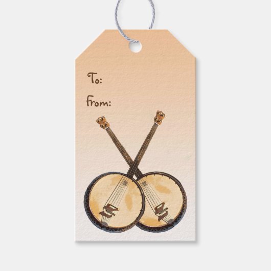 Banjo Music Instruments Pack met cadeautjes Labels Cadeaulabel (Voorkant)
