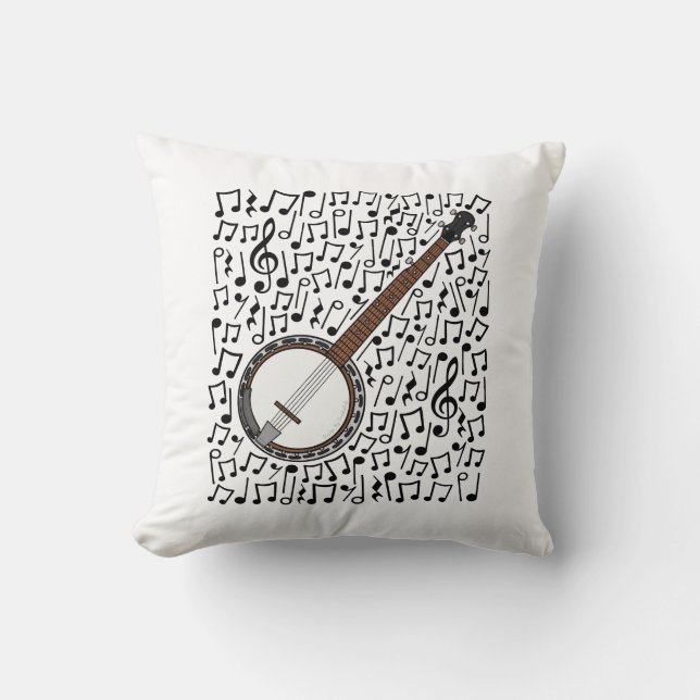 Banjo Musical Notes Banjoist Folk Musician Kussen (Voorkant)
