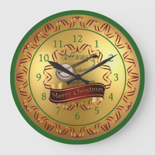 Banjo ~ Musical Scroll ~ "Merry Christmas" Grote Klok