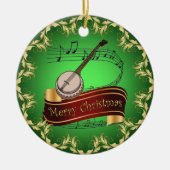 Banjo ~ Musical Scroll ~ Merry Kerst~ * ~ Keramisch Ornament (Voorkant)