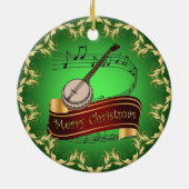 Banjo ~ Musical Scroll ~ Merry Kerst~ * ~ Keramisch Ornament (Achterkant)